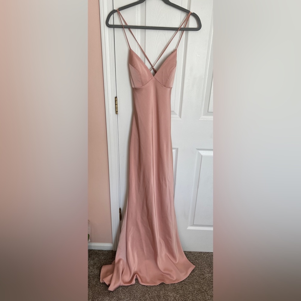 Beautiful pink satin formal gown